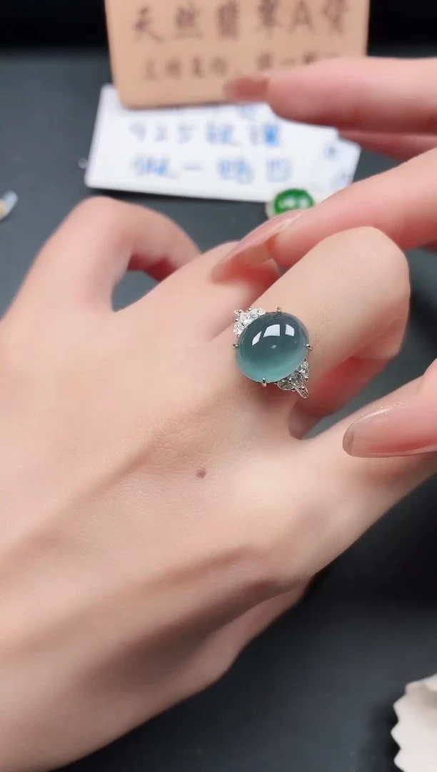 银S925镶嵌戒指翡翠111