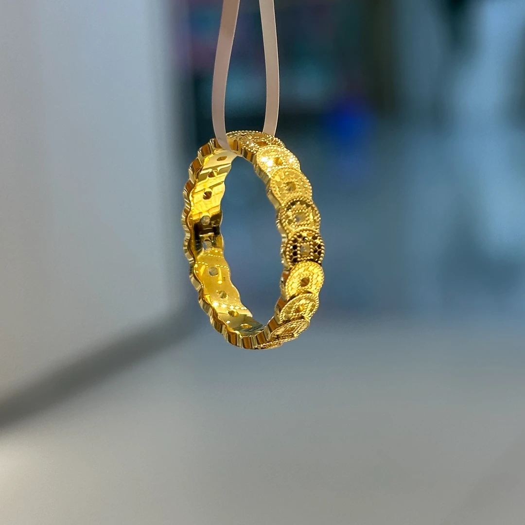 老鼎黄金 足金999【鱼鳞镜面铜钱戒指】精品不支持七天无理由