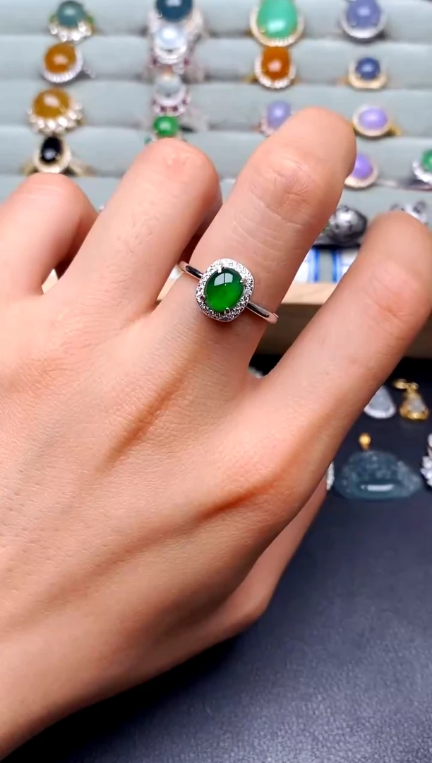 【闪购商品】翡翠戒指银S925镶嵌5011