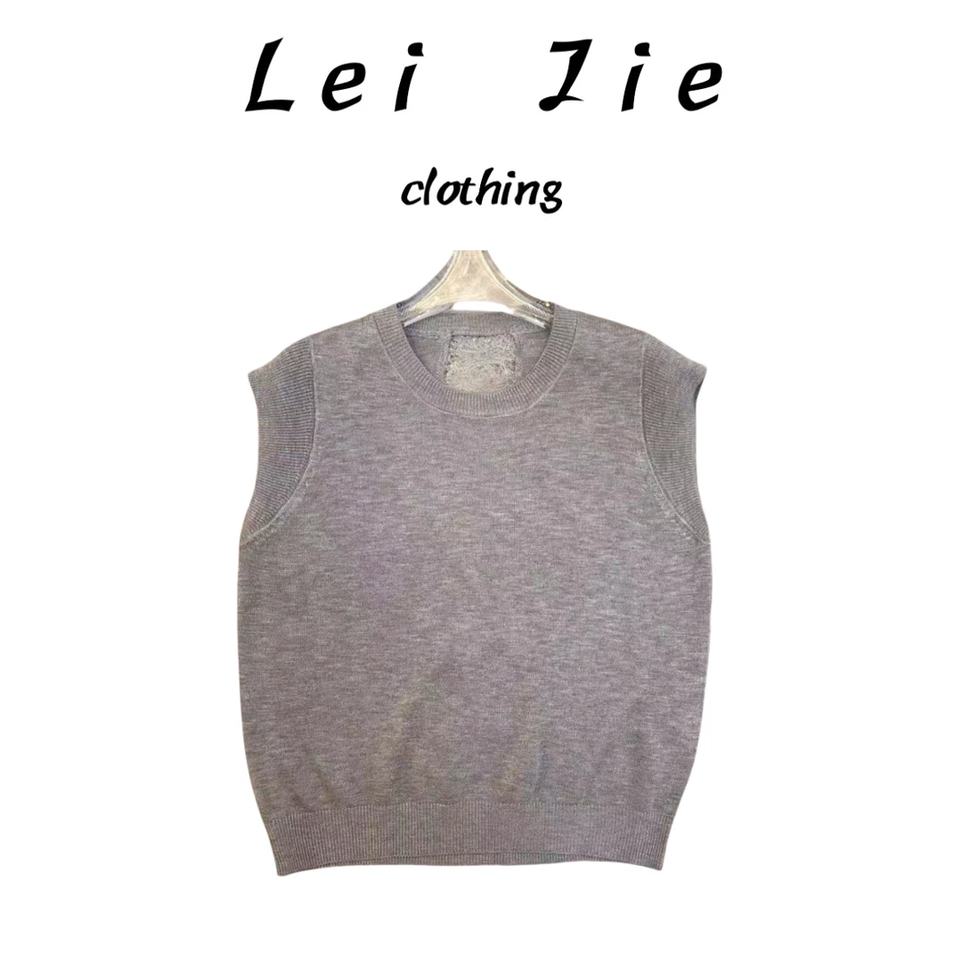 【Lei Jie】后背蕾丝拼接设计感小心机针织短袖上衣691