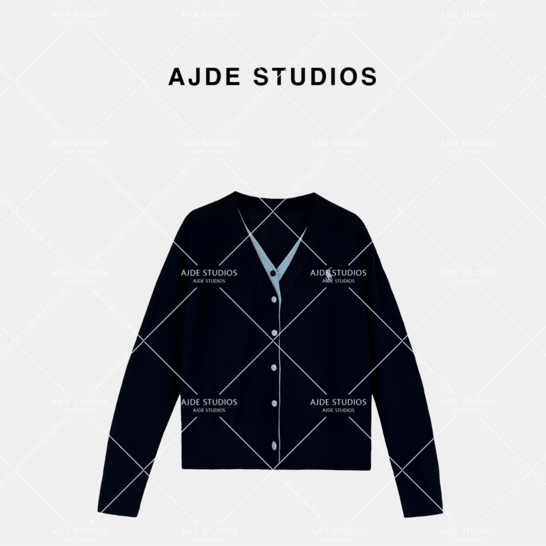 AJDE｜小马撞色假两件开衫09秋冬穿搭