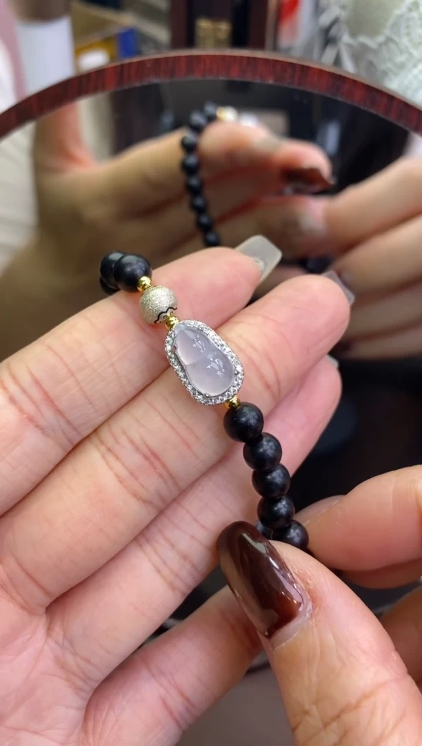 颈饰银S925镶嵌翡翠净货15419