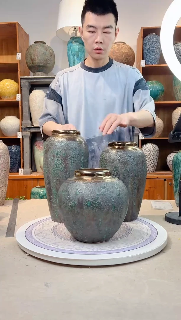 瓶陶瓷花瓶  青铜 三件套  正品