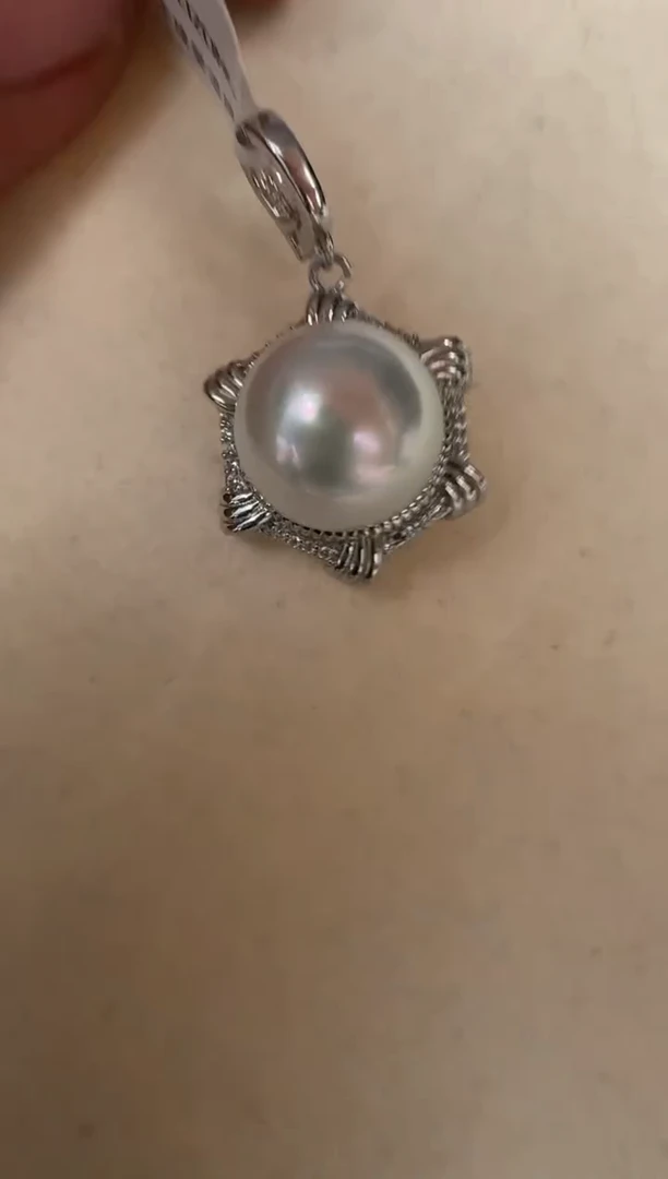颈饰银S925镶嵌海水珍珠吊坠
