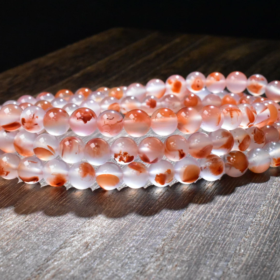 【一九珠宝】卡8mm保山冰飘花南红长链-多样性发一件  YJ1979