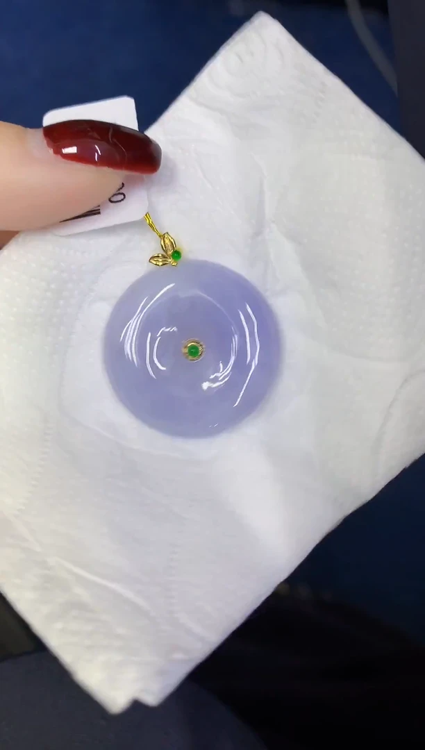 颈饰18K金镶嵌翡翠缅甸天然翡翠A货