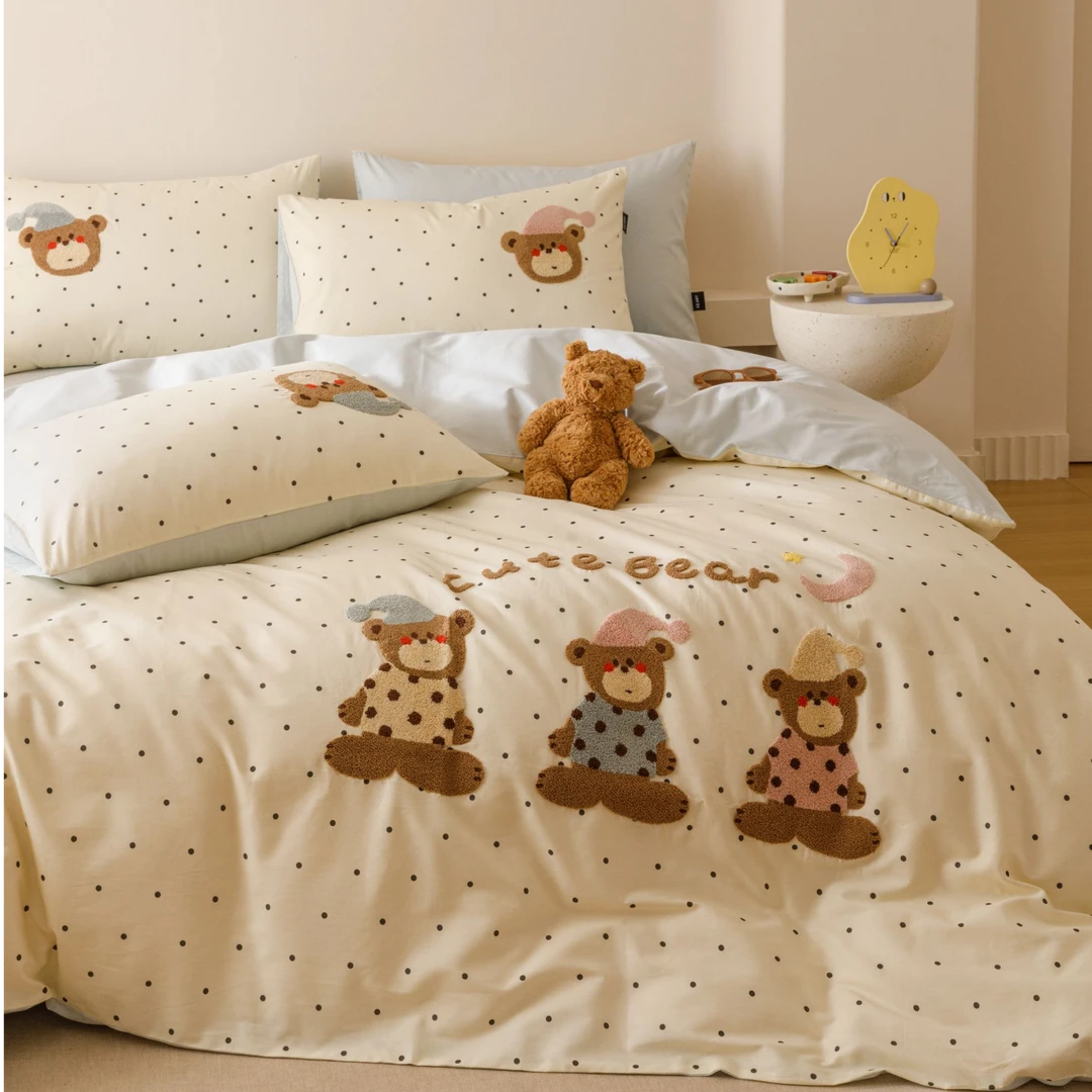 小玲子 魔法小熊 全棉纯棉三件套四件套 刺绣工艺 可爱卡通款