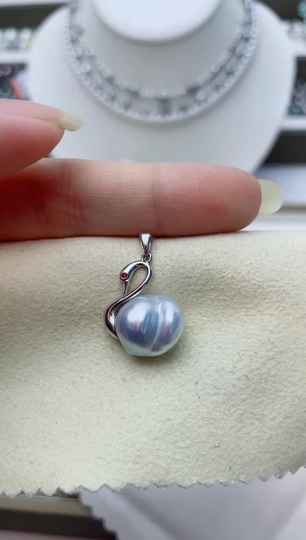 颈饰银S925镶嵌海水珍珠w109