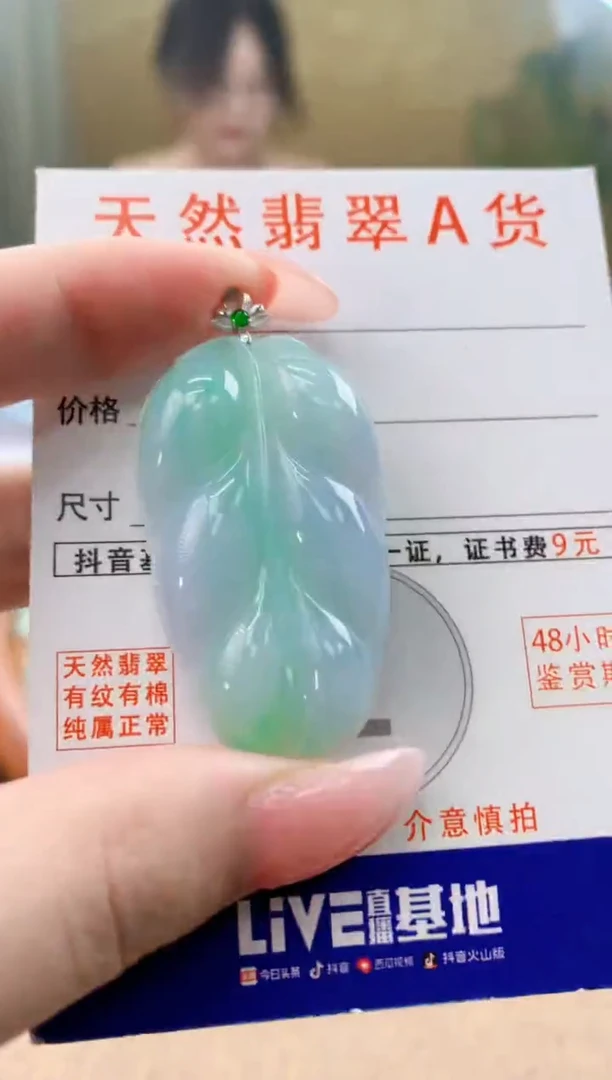 颈饰18K金镶嵌翡翠天然A货翡翠挂件