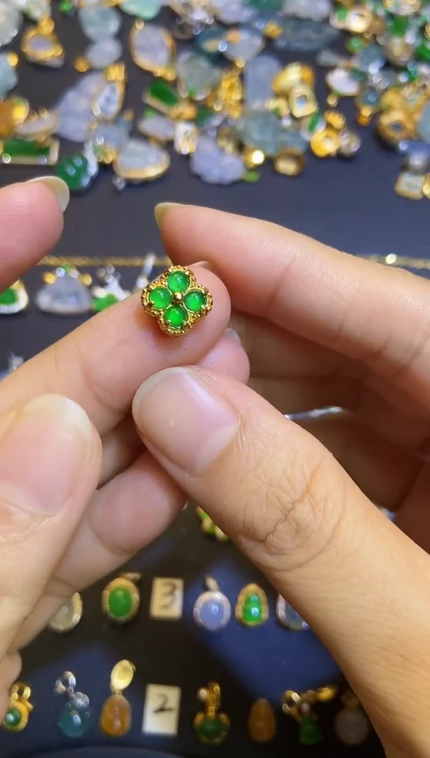 翡翠银S925镶嵌吊坠(不含链)1