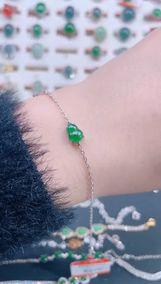 银S925镶嵌手链翡翠天然翡翠