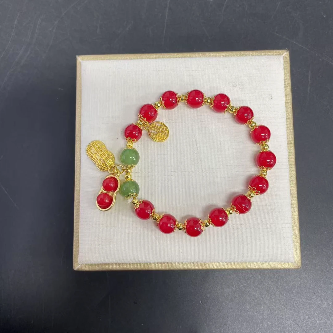 【小杰推荐】雪胆红莲圆珠手链 （多样性发其一）7732