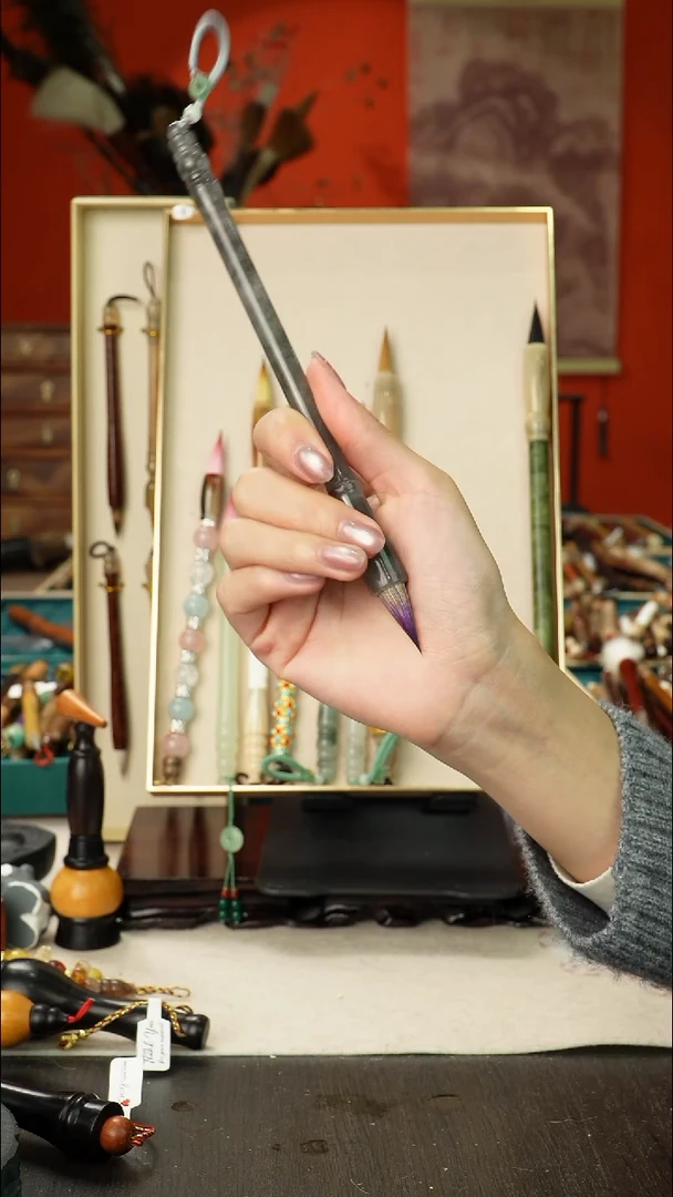 5号孤品高货毛笔链接 清水试笔 蘸墨不退