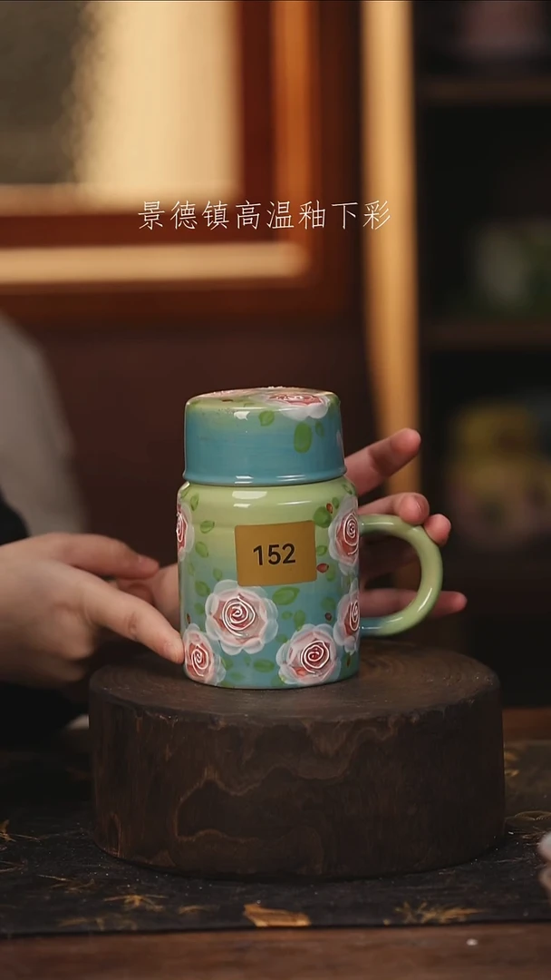 陶瓷景德镇高温釉下手绘陶瓷@L152@