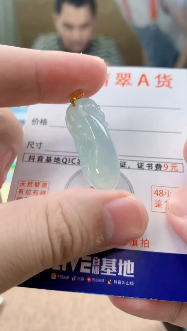 颈饰18K金镶嵌翡翠天然A货翡翠挂件