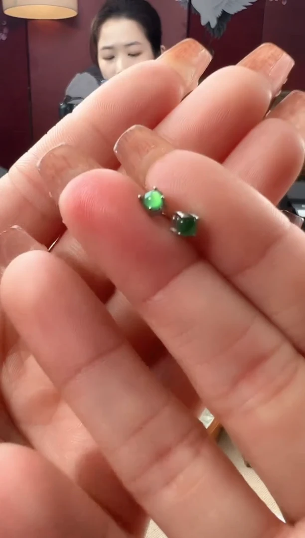 【闪购商品】翡翠耳饰银S925镶嵌KT24052215