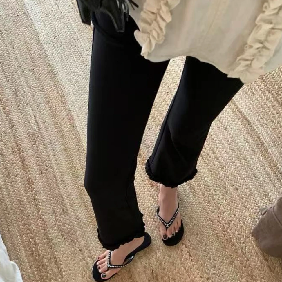 DEZI宝藏衣橱显瘦气质花边百搭舒适女休闲裤LS6763066