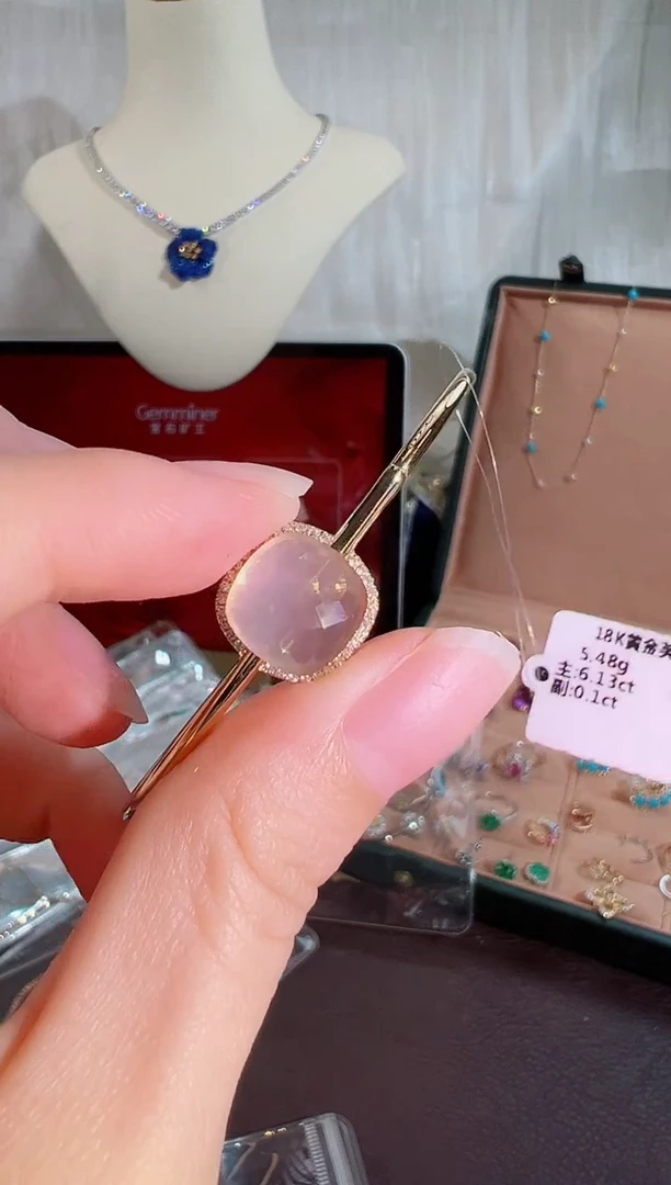 银S925镶嵌手镯芙蓉石BB4422#-Y#42