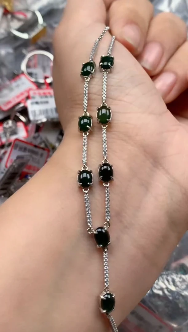 银S925镶嵌戒指翡翠天然A货缅甸翡翠
