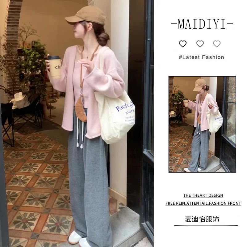 【新款】2025早秋韩系休闲时尚减龄外套女显瘦背心百搭长裤三件套