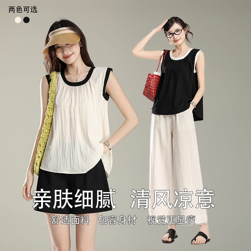 花苞背心女外穿宽松夏季冰丝凉爽休闲韩版无袖显瘦百搭上衣8924