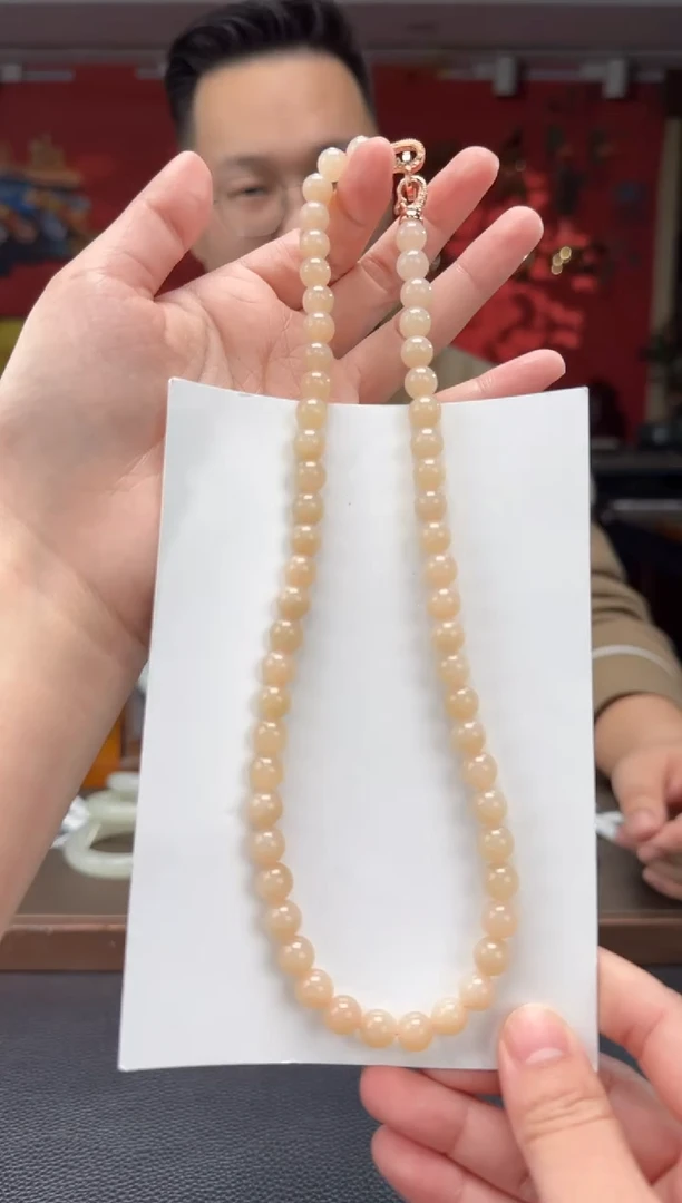 【闪购商品】和田玉颈饰未镶嵌藕粉妈妈链卡8