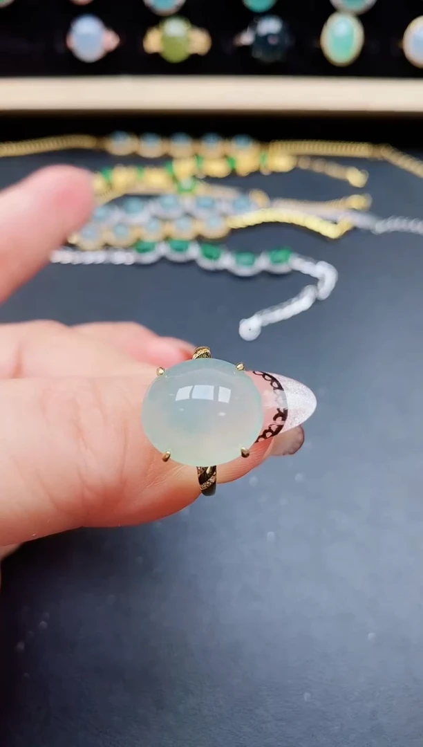 翡翠戒指银S925镶嵌5850
