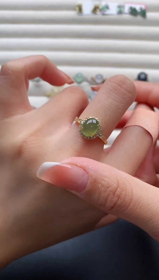 银S925镶嵌戒指翡翠3333333+6