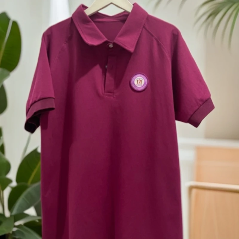 校服青州校服车站小学夏款半袖紫红色短袖男女同款纯色时尚polo