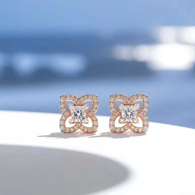 925银耳饰 925银耳饰 老王甄选 时尚精致简约ins女士方形耳钉