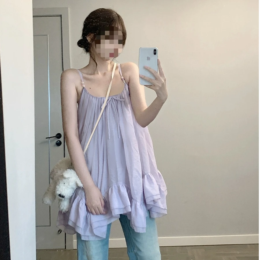 【BEIERHERO.贝尔】时尚大裙摆V领吊带裙夏度假风短款连衣裙