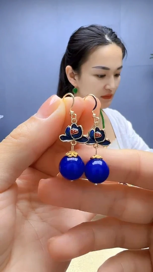 高货diy颈饰荷花圆珠耳钩