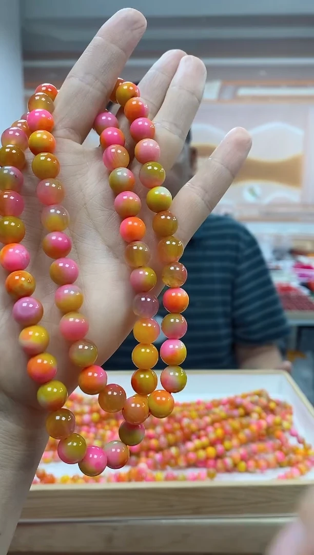 未镶嵌项链玛瑙/玉髓左琴双色玛瑙项链尺寸10mm