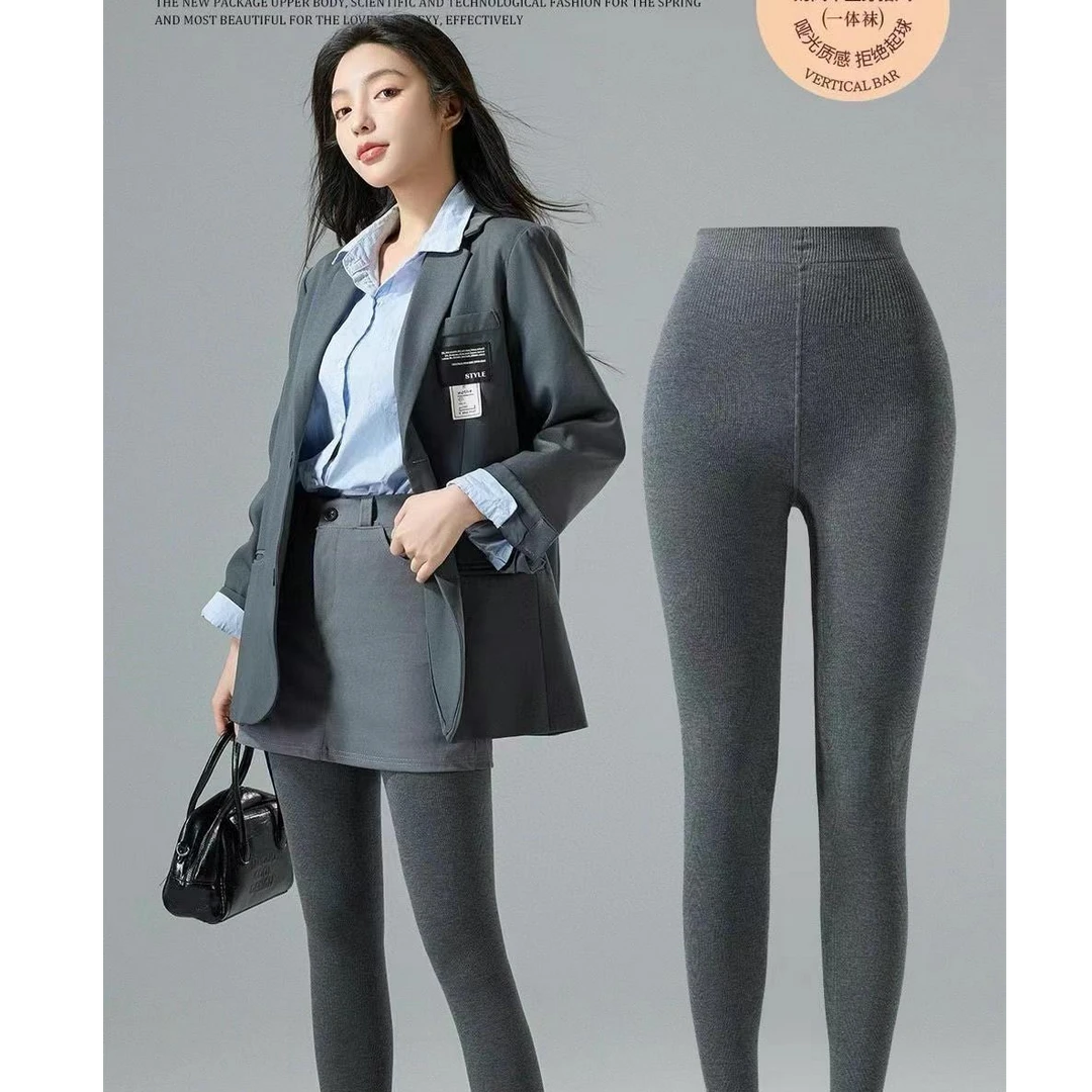 潮流格雷色系螺纹打底裤显瘦紧身修身弹力8062-9101【钰姐精选】