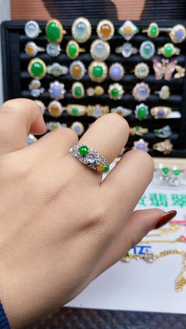 银S925镶嵌戒指翡翠302