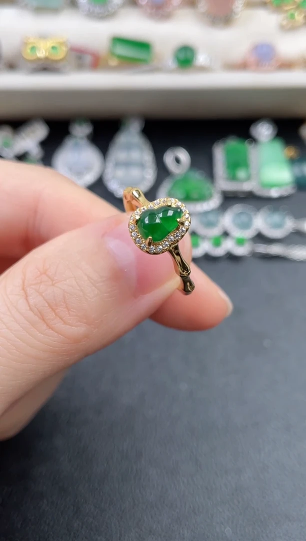 银S925镶嵌戒指翡翠33