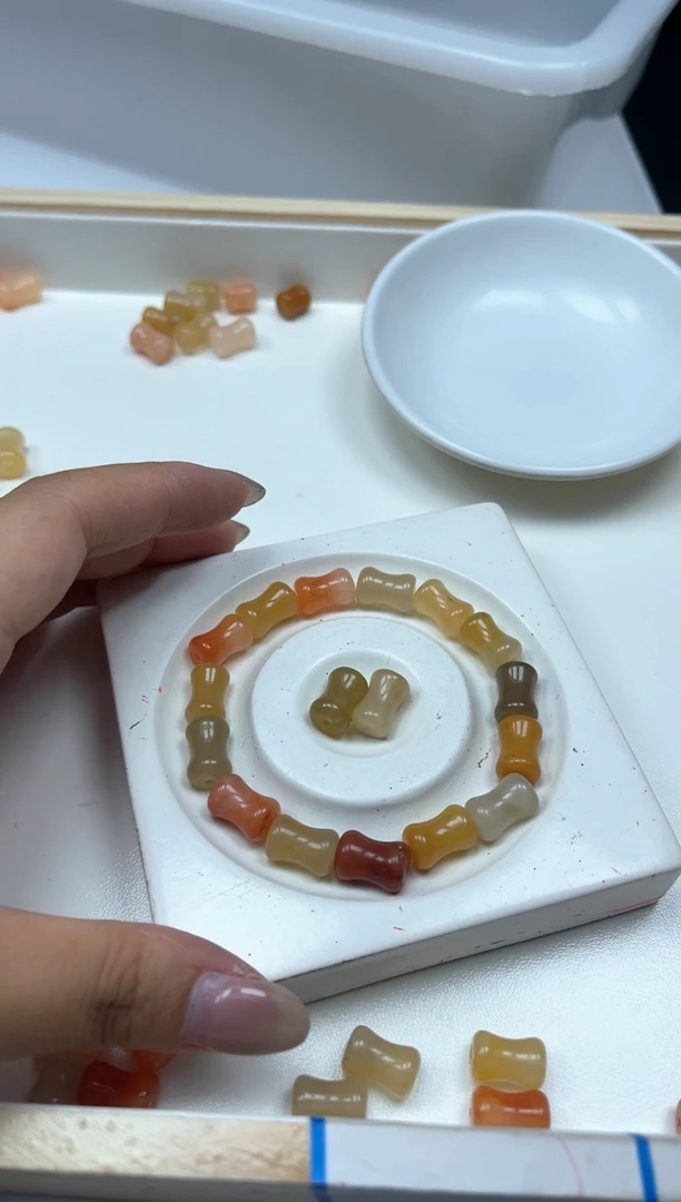 石英质玉散珠未镶嵌B426 三彩玉 竹节 10个8元