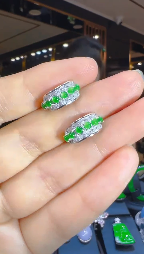 翡翠银S925镶嵌耳饰032（多样性发其一）