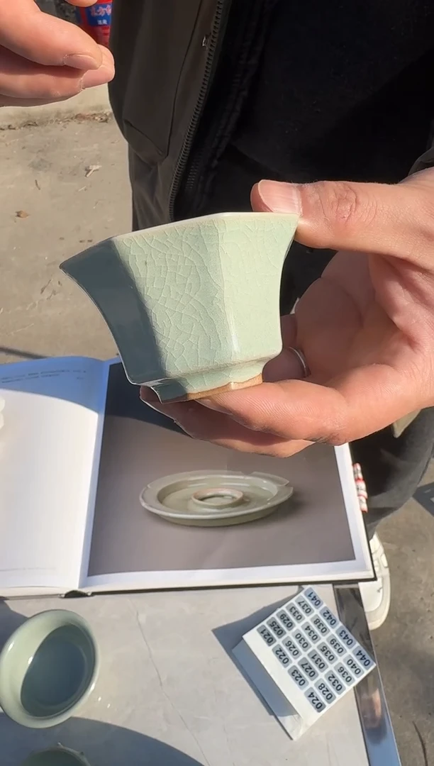 其他瓷瓷妙柴烧汝瓷八方杯收藏级