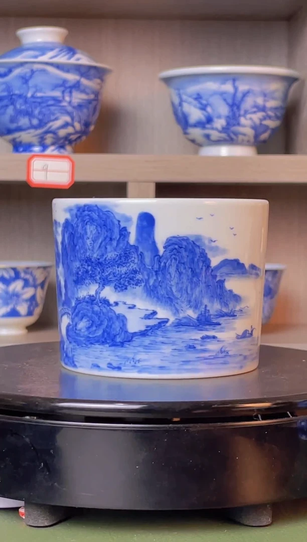 精工青花宋画山水容天杯
