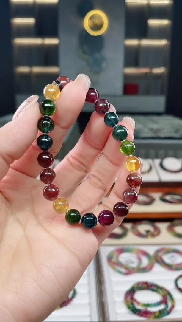 未镶嵌老矿碧玺彩虹单圈手串10mm+碧玺多样性发一条T