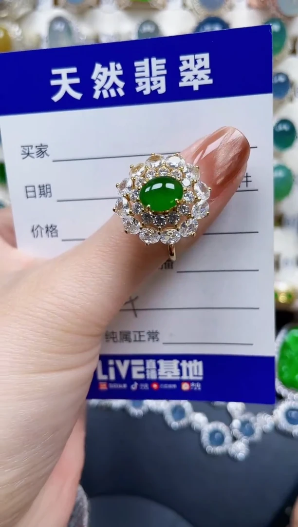 银S925镶嵌戒指翡翠504