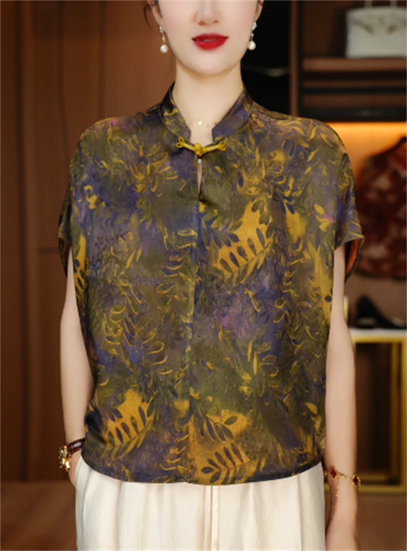 春夏衬衫女时尚显瘦优雅洋气气质休闲印花百搭衬衫V25Q792