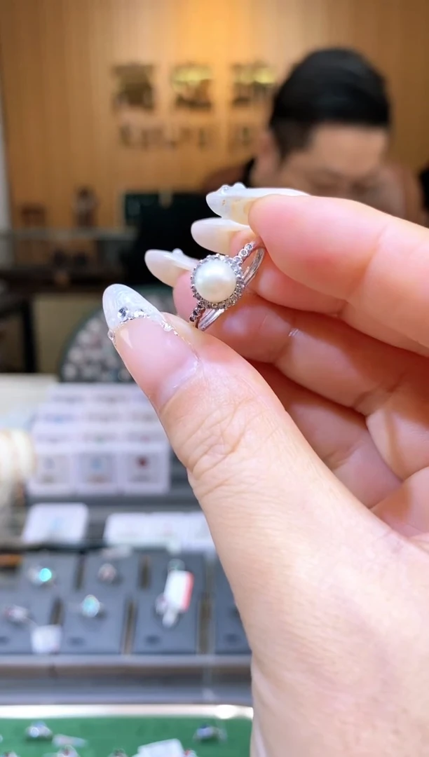 【闪购商品】淡水珍珠戒指银S925镶嵌天然淡水珍珠戒指