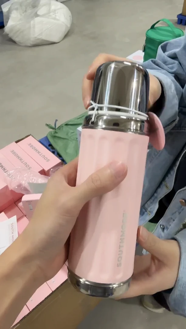 瓷片316L保温杯芭蕾粉450ml