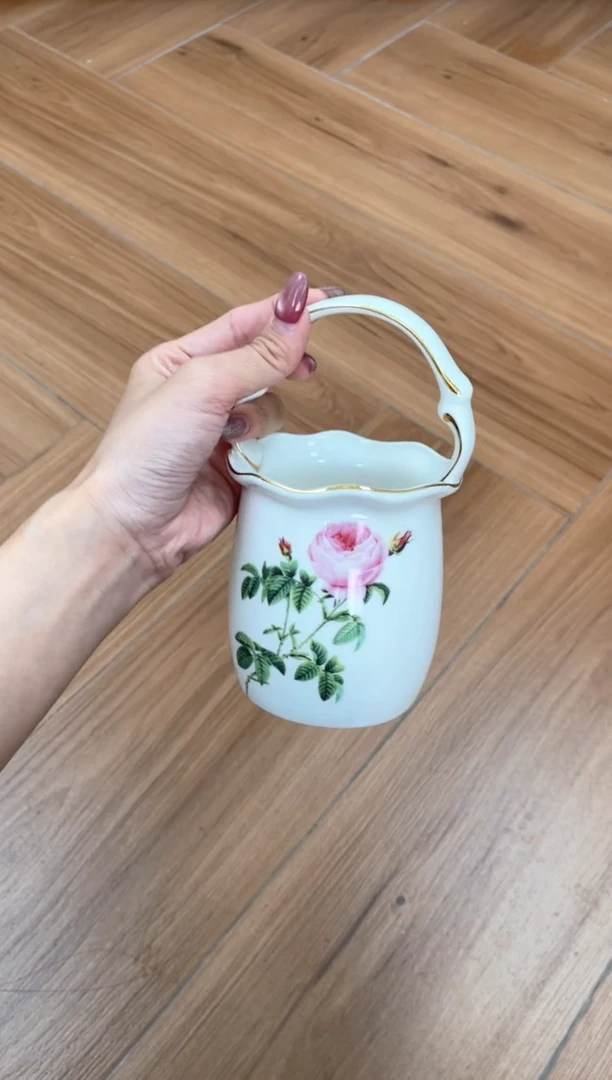 碗玫瑰高骨骨瓷花花篮