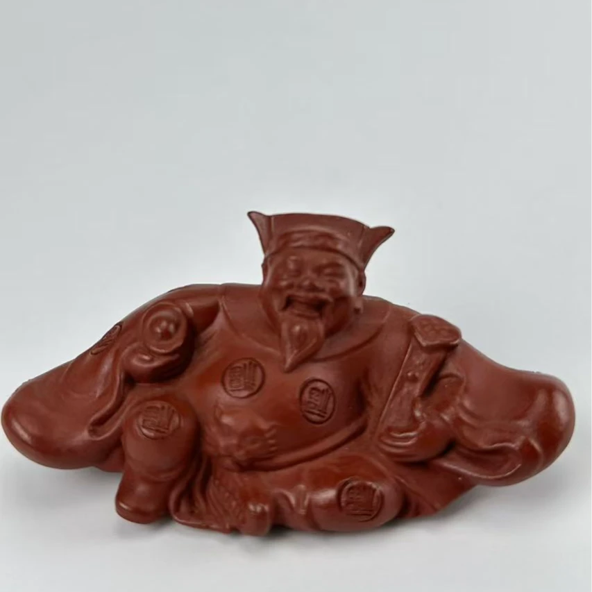 紫砂摆件财神 大红袍