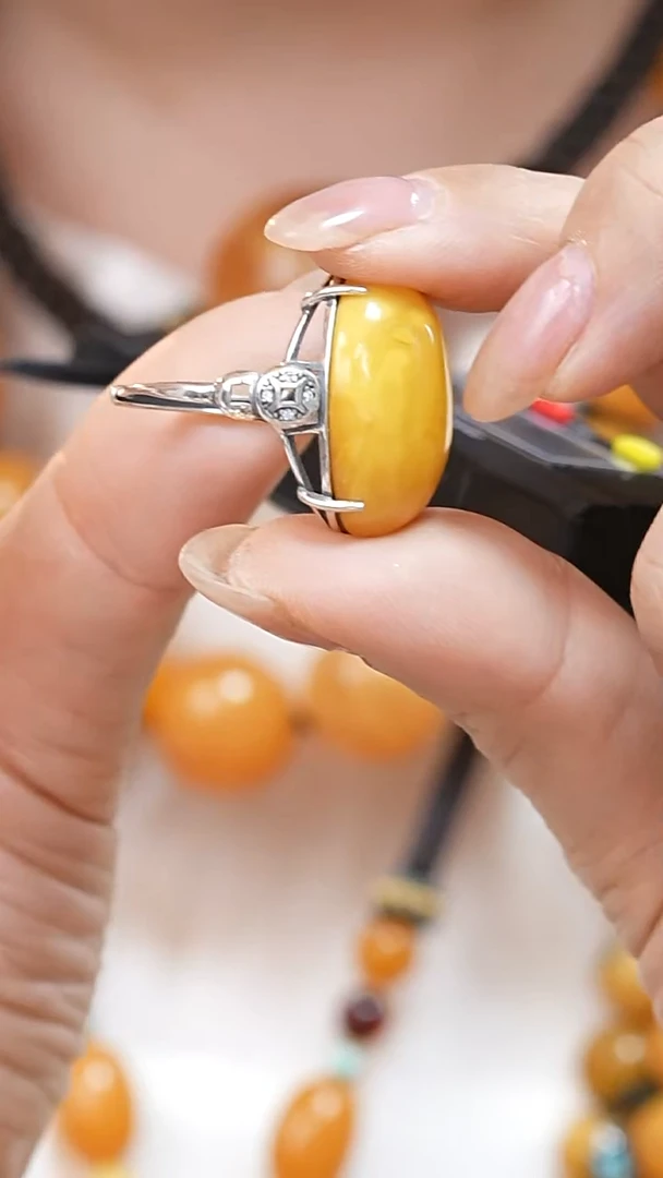 蜜蜡颈饰银S925镶嵌5544天然蜜蜡珠宝奇石云端妖孽石膏蜡全部保真