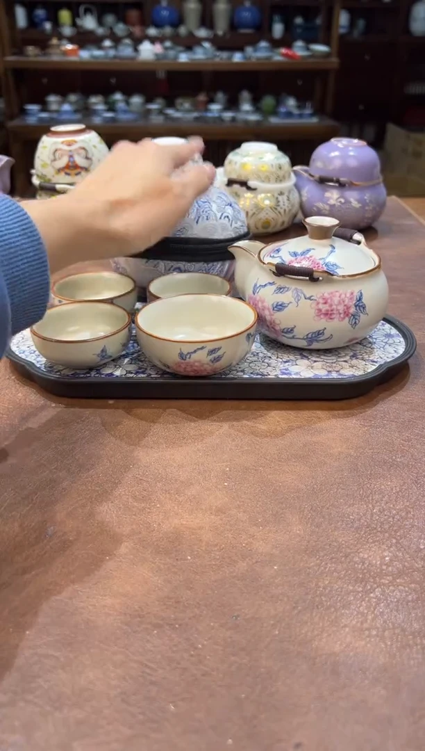 真的很便宜超好看会开片的旅行茶具