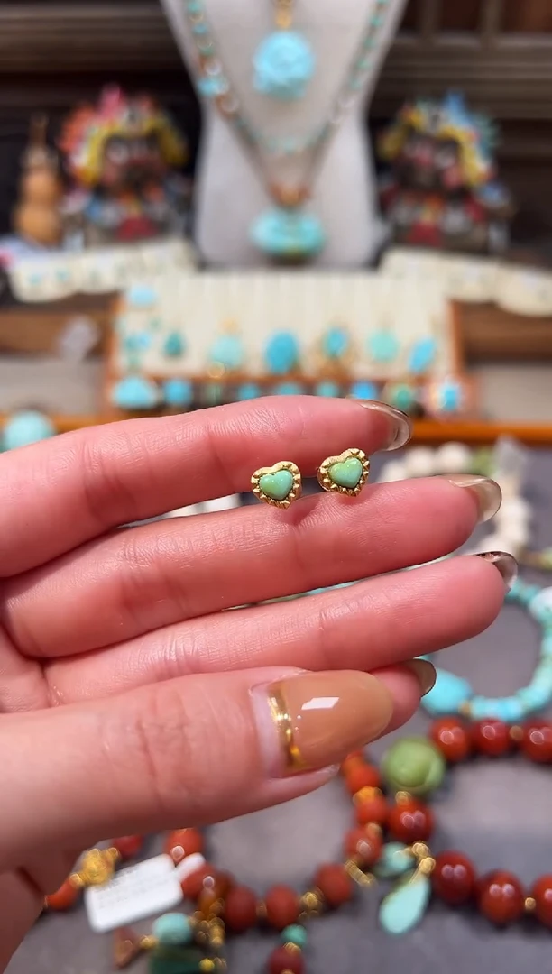 银S925镶嵌绿松石耳饰绿松石耳饰